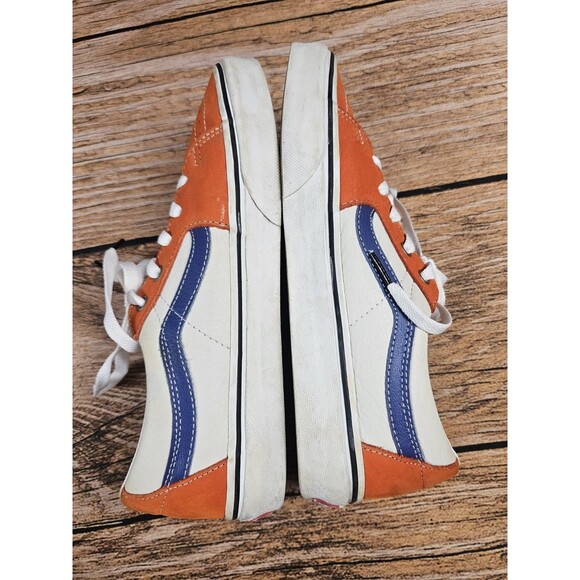 Vans Sk8-Low Leather Skate Shoes Orange/White/Blue Men\'s 8.5 Women’s 10 main image 4